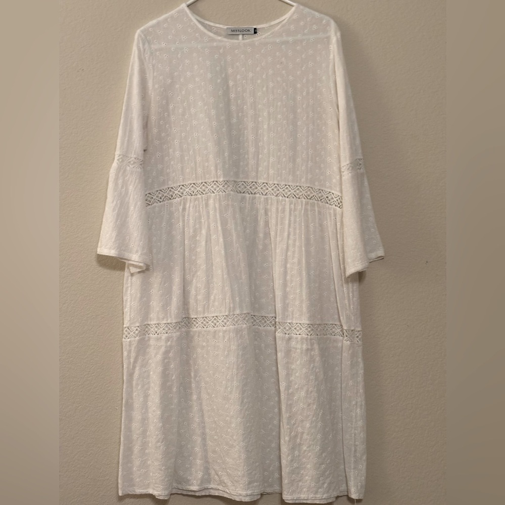 White Lace Detail Dress Size M
